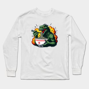 Giant Monster Ramen Bowl Tee - Fun Urban Fantasy Graphic Long Sleeve T-Shirt